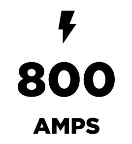 Black icon representing 800 amps of power